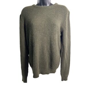 Terranova TRN1961 Sweater Womens Small Green Waffle Knit Pullover Crewneck